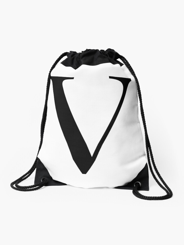 Black 'VLTN' Drawstring Backpack