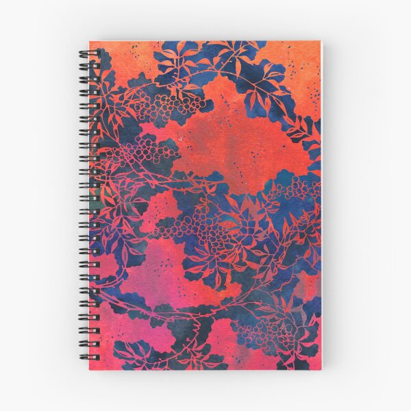 Item preview, Japanese Stencil Pattern #1 | Floral Watercolor Design in Navy Blue and Scarlet Red Orange designed and sold by AndreaHelmArt.