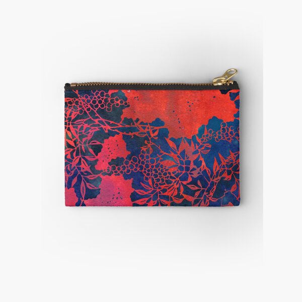 Item preview, Japanese Stencil Pattern #1 | Floral Watercolor Design in Navy Blue and Scarlet Red Orange designed and sold by AndreaHelmArt.