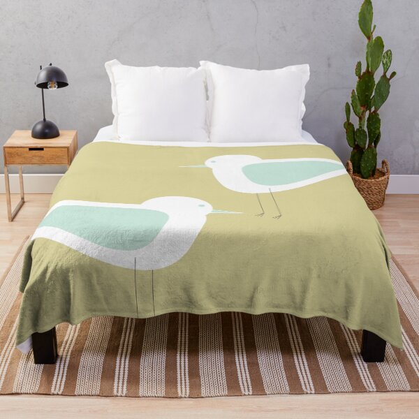 Item preview, Shorebird Pair in Sand and Sky Colors. Cute Minimalist Coastal Bird Design in Tan and Light Teal designed and sold by kierkegaard.