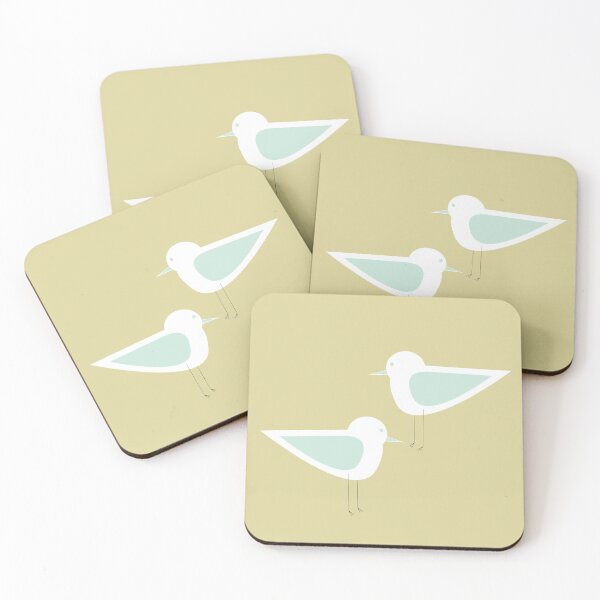 Item preview, Shorebird Pair in Sand and Sky Colors. Cute Minimalist Coastal Bird Design in Tan and Light Teal designed and sold by kierkegaard.