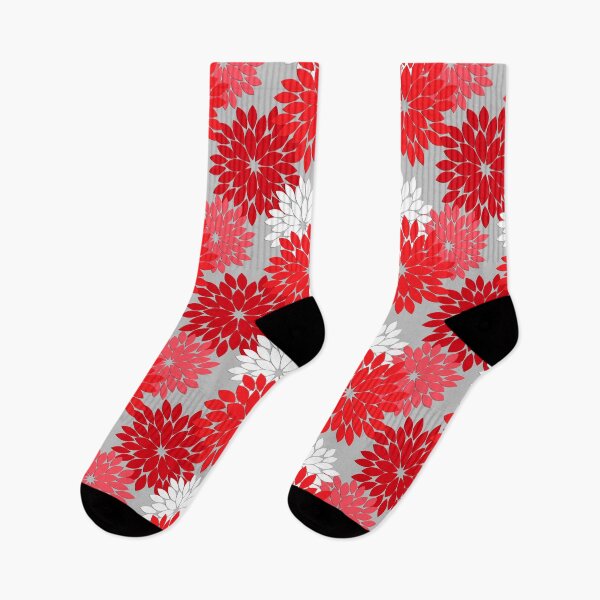 Item preview, Modern Floral Kimono Print, Coral Red and Gray  designed and sold by Marymarice.