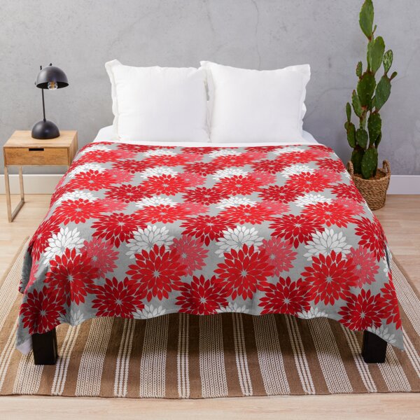 Item preview, Modern Floral Kimono Print, Coral Red and Gray designed and sold by Marymarice.