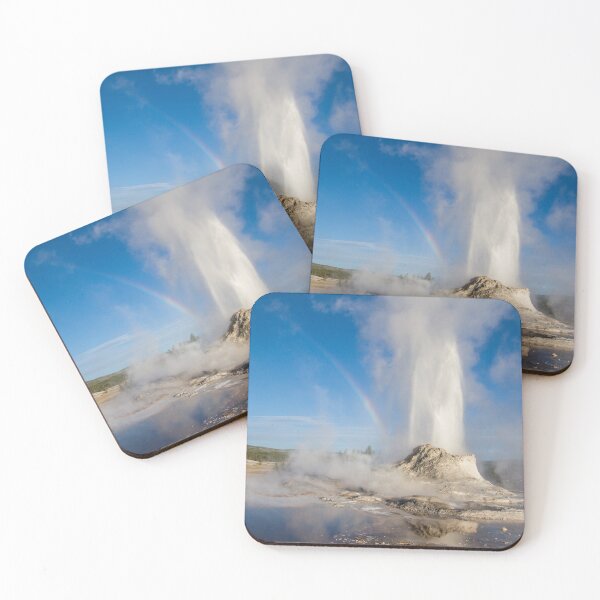 Item preview, Castle Geyser with Rainbow in the Upper Geyser Basin, Yellowstone National Park designed and sold by AvocaSpring.