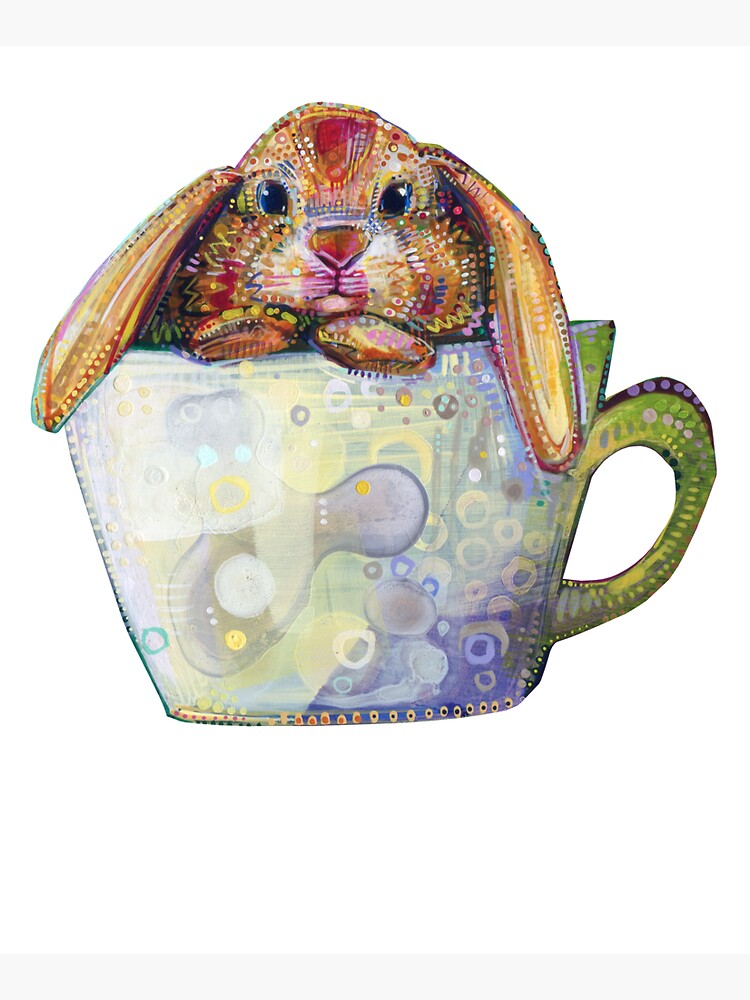 Bunny in a teacup painting - 2010 by gwennpaints