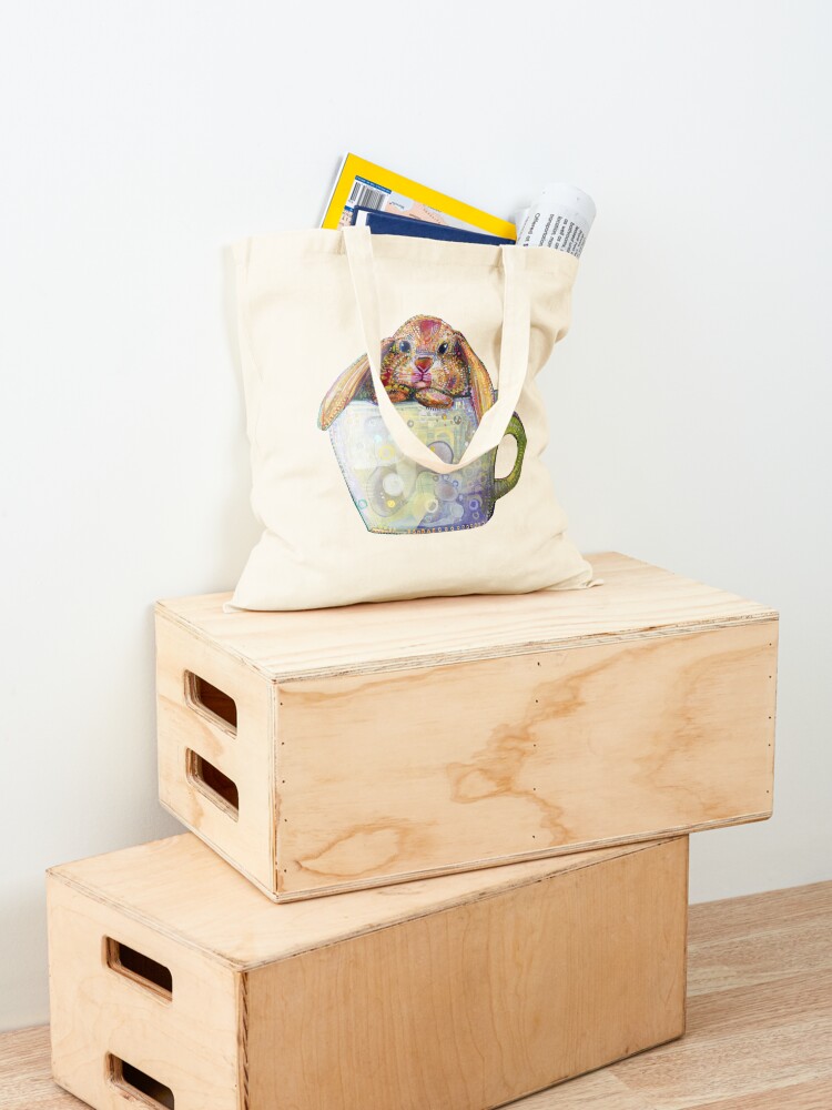 Alternate view of Bunny in a teacup painting - 2010 Tote Bag