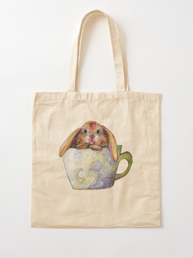 Alternate view of Bunny in a teacup painting - 2010 Tote Bag