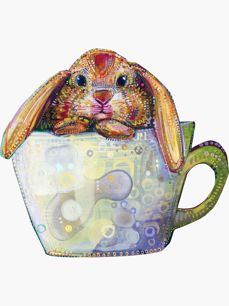 Bunny in a Teacup Painting - 2010 by gwennpaints