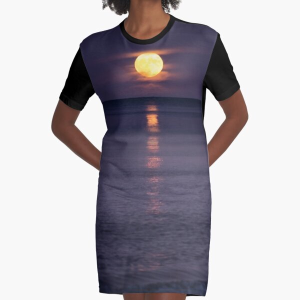 Full Moon Rise Graphic T-Shirt Dress