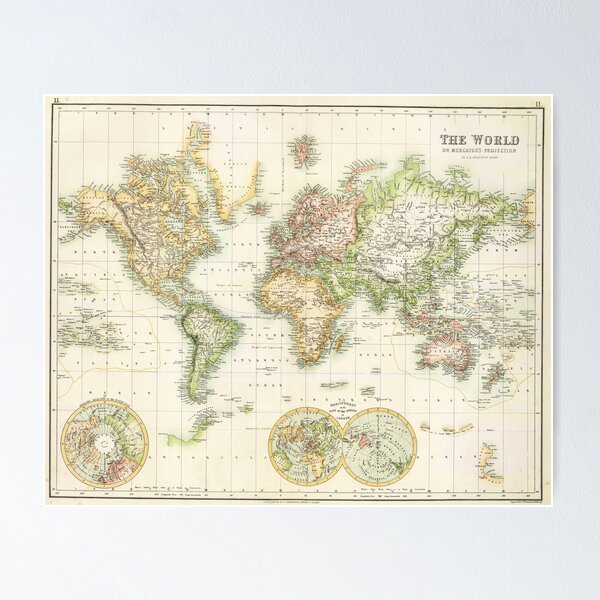 Item preview, Vintage Historical Detailed Light Golden World Map Boho designed and sold by easteuromaps.