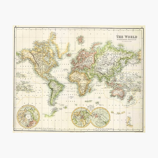 Item preview, Vintage Historical Detailed Light Golden World Map Boho designed and sold by easteuromaps.