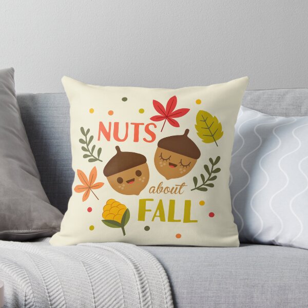 Nuts about Fall Throw Pillow