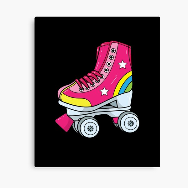 "Roller skates Pink roller skate with rainbow" Canvas Print by Mohja