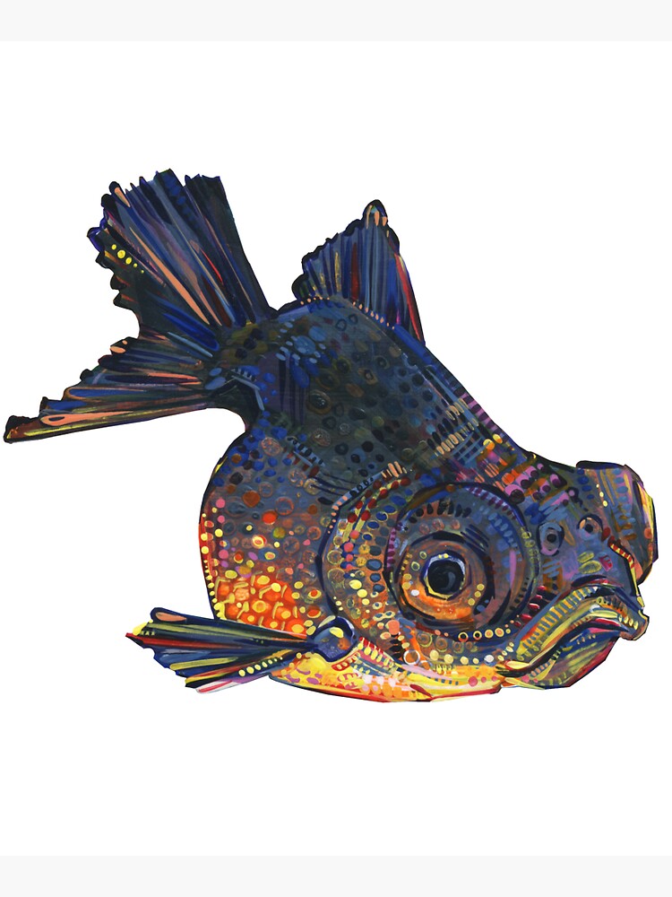 Black telescope goldfish painting - 2016 by gwennpaints