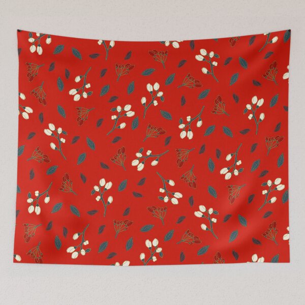 Item preview, Spring flower buds on red background designed and sold by BrankaPD.