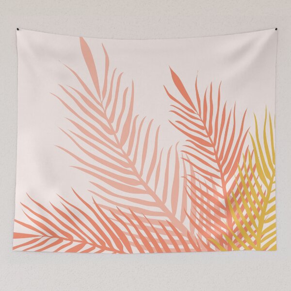 Item preview, Tropical Palm Leaves Illustration - peach pink and orange  designed and sold by BrankaPD.