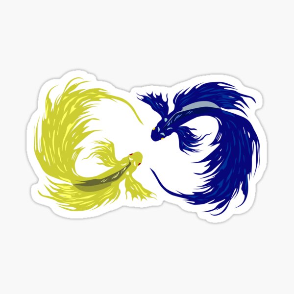 "Colorful fish. Chinese symbol for wealth" Sticker by alwedesigns