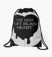 Jet Black Heart Drawstring Bag