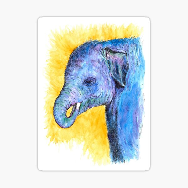 Technicolour Elephant Sticker