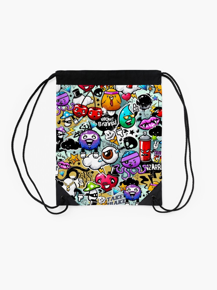 Alternate view of graffiti fun Drawstring Bag