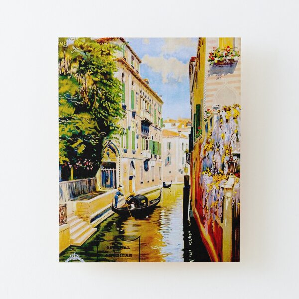 VENICE CANALS; Vintage Travel Advertising Print Wood Mounted Print