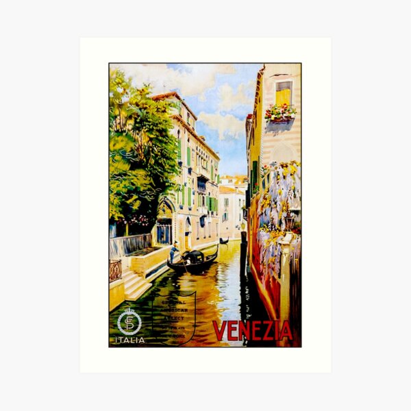VENICE CANALS; Vintage Travel Advertising Print Art Print