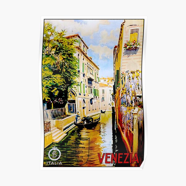 VENICE CANALS; Vintage Travel Advertising Print Poster