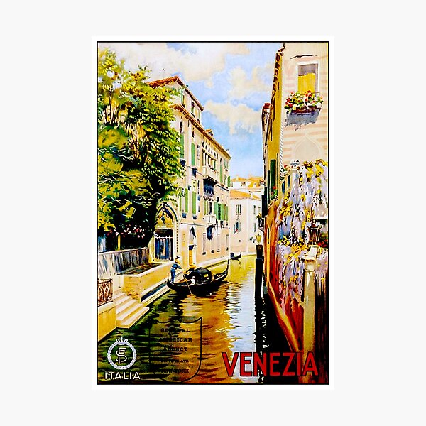 VENICE CANALS; Vintage Travel Advertising Print Photographic Print
