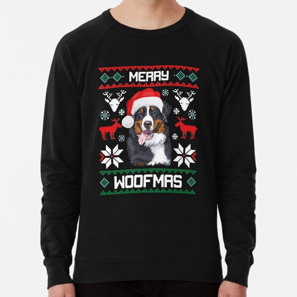 Bernese Mountain Dog Merry Woofmas Christmas Gift Lightweight Sweatshirt