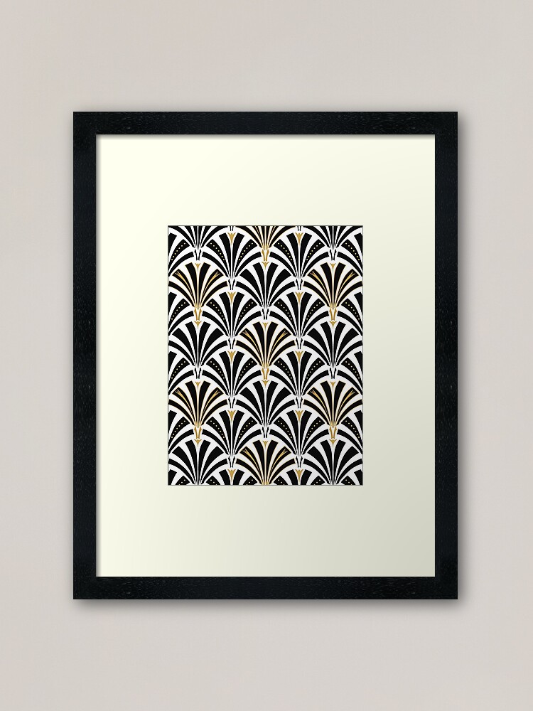 Art Deco Fan Pattern Black And White Framed Art Print By