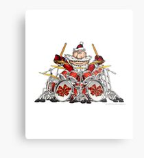 Funny Drummer Christmas Design with Rocker Santa Drumming on Drum Kit by DrumJunkie Metal Print