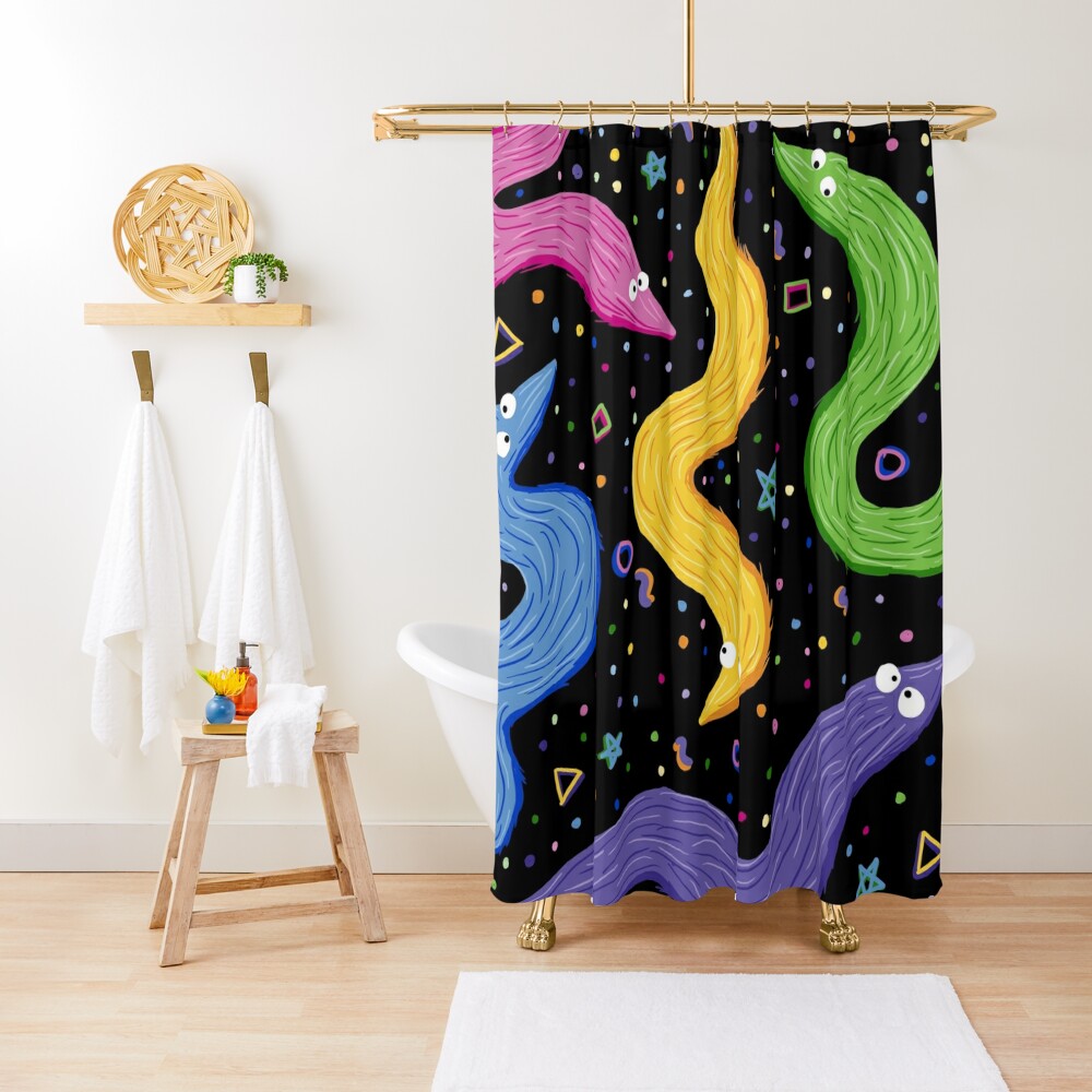 Bowling Worm On A String Shower Curtain