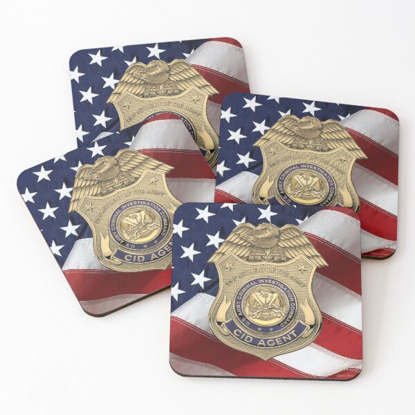 Item preview, U.S. Army Criminal Investigation Division Command - USACIDC Special Agent Badge over American Flag designed and sold by Serge Averbukh Art Studio.