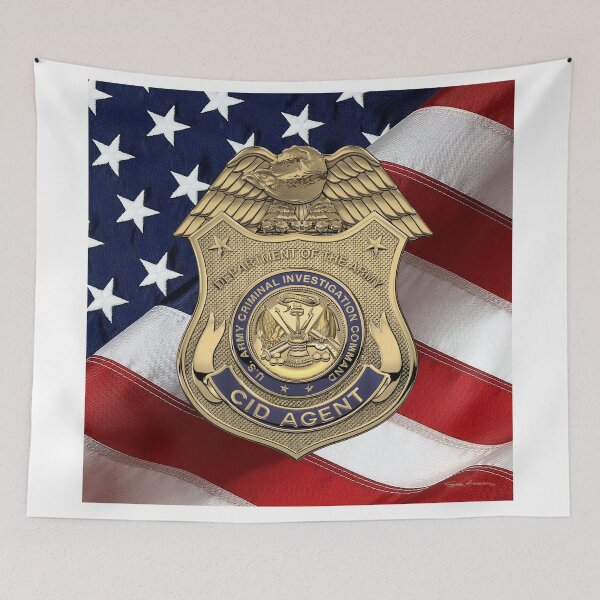 Item preview, U.S. Army Criminal Investigation Division Command - USACIDC Special Agent Badge over American Flag designed and sold by Serge Averbukh Art Studio.