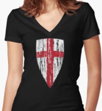 Crusader Knights Templar Cross Women's Fitted V-Neck T-Shirt