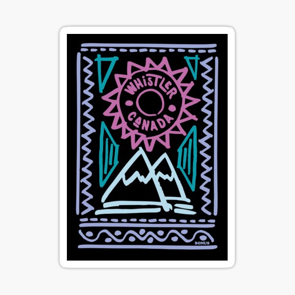 Whistler Sunshine - fun retro 80s hand drawn mountains Sticker