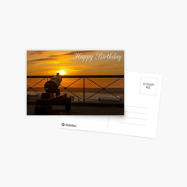 Carte Postale Coucher De Soleil Sur La Plage Joyeux Anniversaire Par Elisaway Redbubble