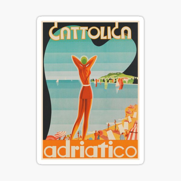 Item preview, Cattolica Italy Vintage Travel Poster designed and sold by vintagevivian.