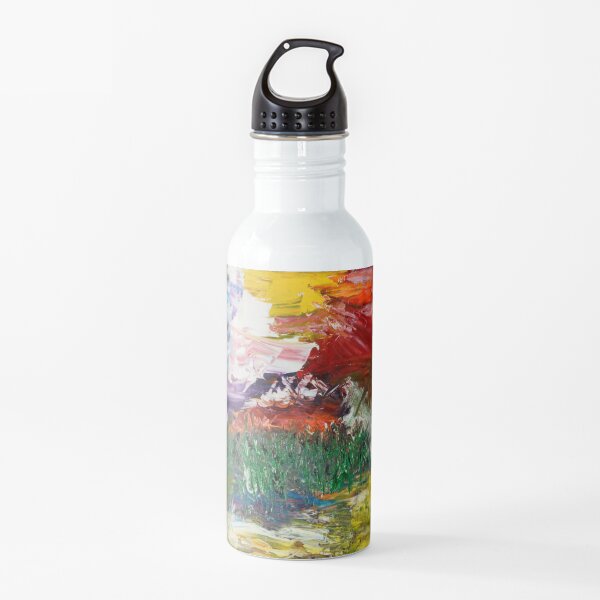 Storm Over Tahoe - a Dramatic Abstract Heavily Textured Oil Painting Water Bottle