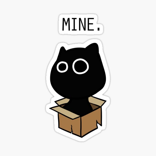 The cat and the box. Sticker