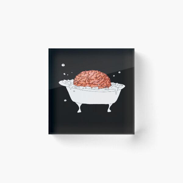 Item preview, Brain in a Tub - Bubble Bath - simple drawing black background designed and sold by Natasha Kolton.