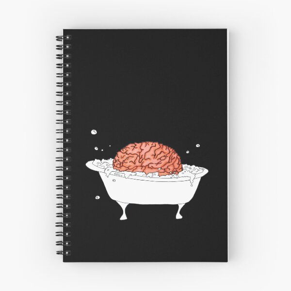 Item preview, Brain in a Tub - Bubble Bath - simple drawing black background designed and sold by Natasha Kolton.