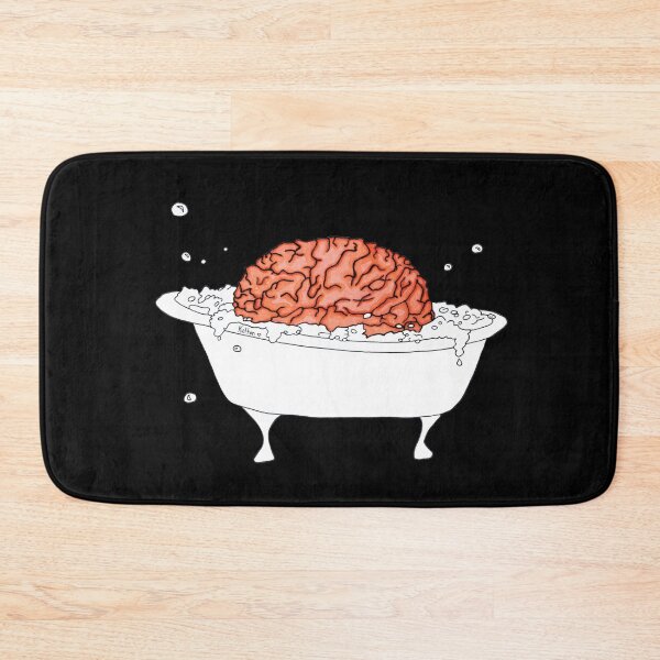 Item preview, Brain in a Tub - Bubble Bath - simple drawing black background designed and sold by Natasha Kolton.