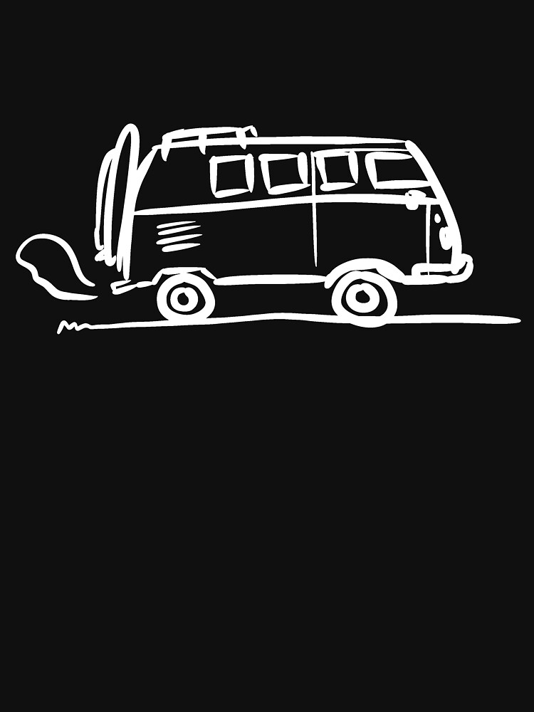Ästhetische Bus Urlaubstrip Illustration | Surfer Geschenk Idee (weiß) von newarts