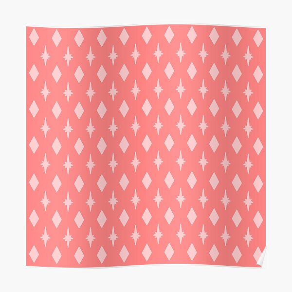 Mid-Century Diamonds and Starbursts in Pink Poster