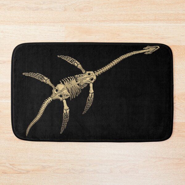 Item preview, Fossil Record - Gold Plesiosaur Fossil on Black Canvas designed and sold by Serge Averbukh Art Studio.