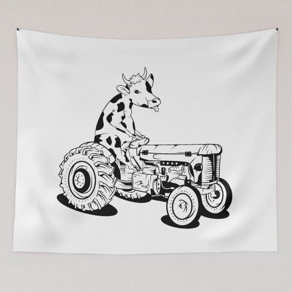 Item preview, Cow driving a tractor designed and sold by piedaydesigns.