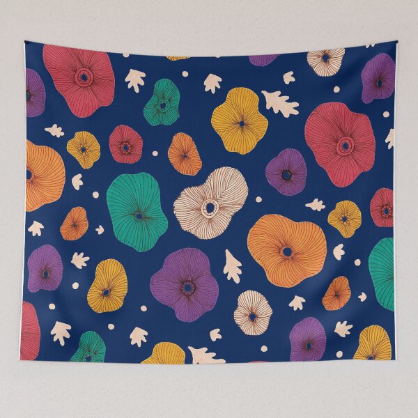 Item preview, Abstract fall colorful flowers and maple leaves designed and sold by CrisBanana.
