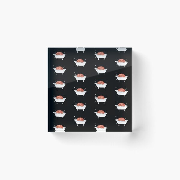 Item preview, Brain in a Tub - Bubble Bath - pattern - black background designed and sold by Natasha Kolton.