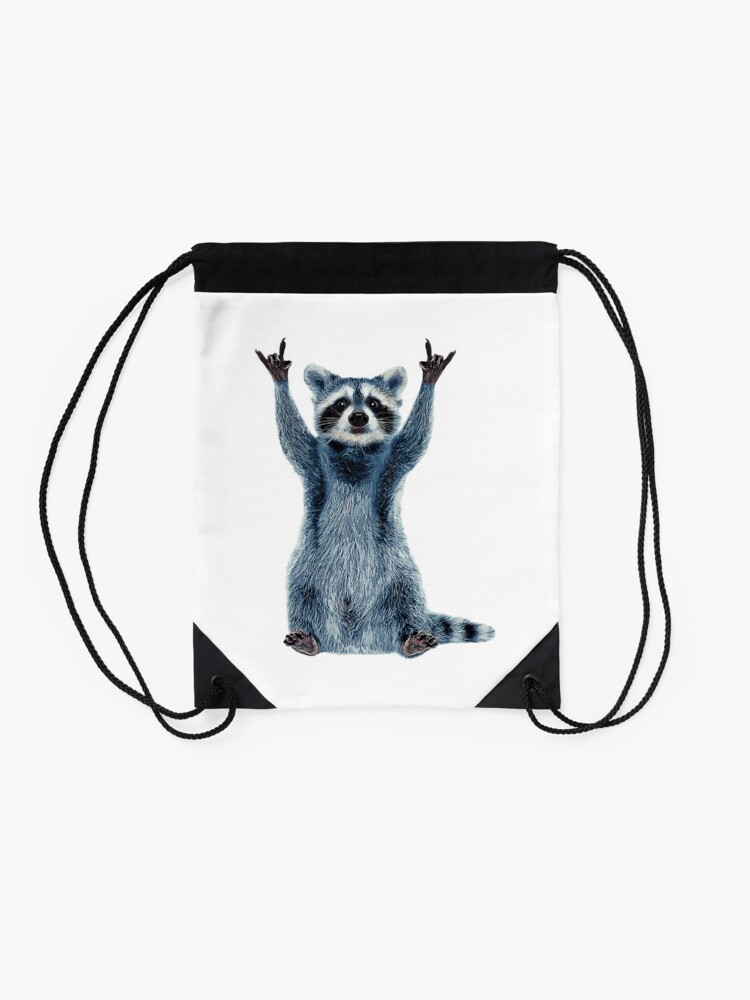 Alternate view of Raccoon Shirt-Cool Nature Raccoon Tee Cute Raccoon Classic Drawstring Bag